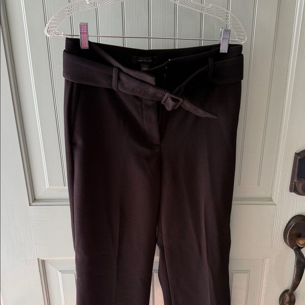 Ann Taylor Dark Brown Belted Dress Trousers